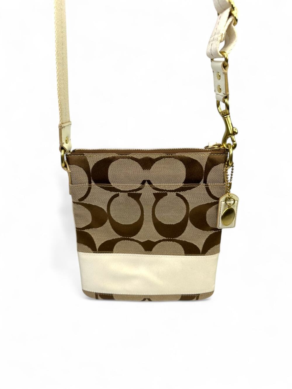 Vintage Coach Signature 2007 Crossbody Stripe Swingpack Canvas Bag